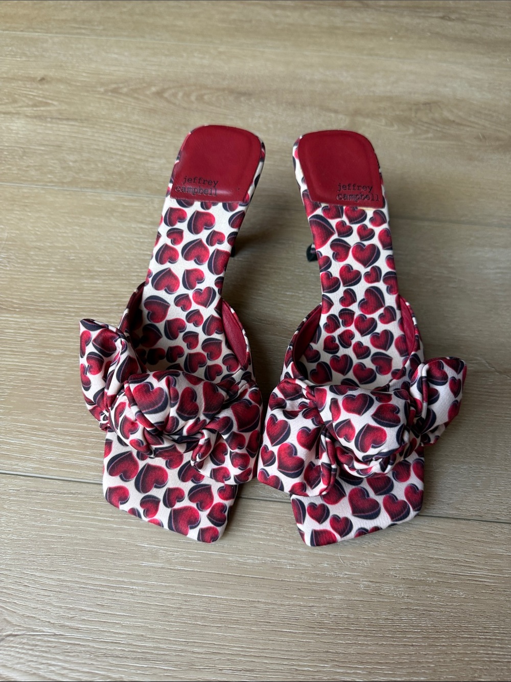 Jeffrey Campbell Red and Cream Heels with Animal Print